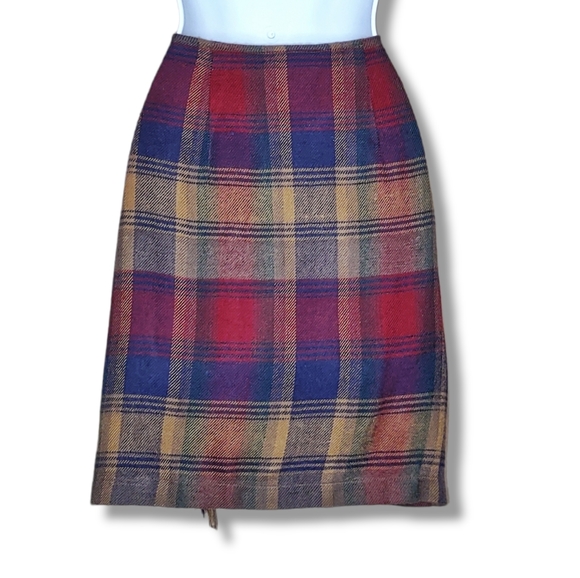 AJ Brandon Vintage Plaid Wrap Skirt - Picture 2 of 5